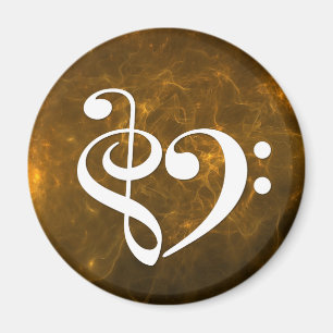 Treble Clef Bass Clef Herzflammennebel Magnet