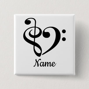 Treble Clef Bass Clef Herzmusik Lover - individuel Button