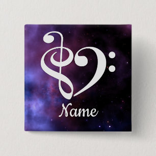 Treble Clef Bass Clef Herznebel individuell angepa Button
