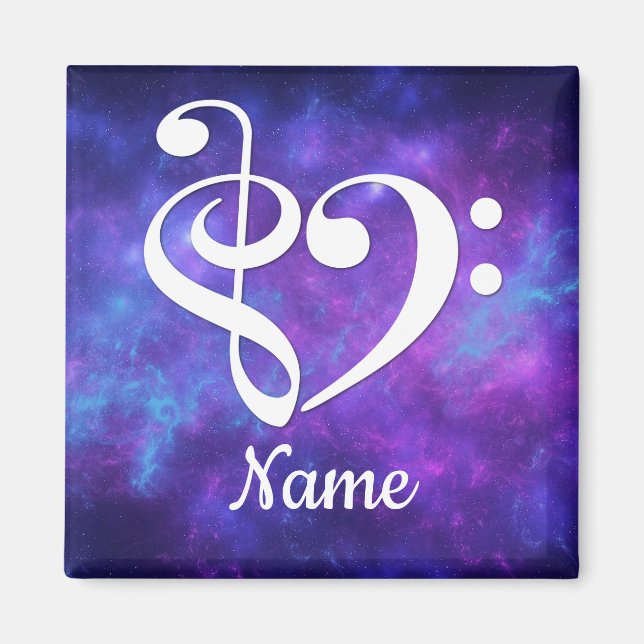 Treble Clef Bass Clef Herznebel individuell angepa Magnet (Vorne)