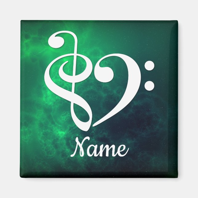 Treble Clef Bass Clef Herznebel individuell angepa Magnet (Vorne)