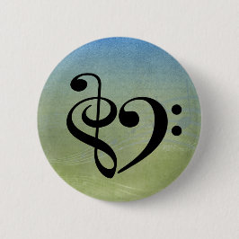 Treble Clef Bass Clef Herzstück Vintage Notenmusik Button