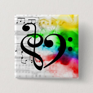 Treble Clef Bass Clef Herzstück Vintage Notenmusik Button