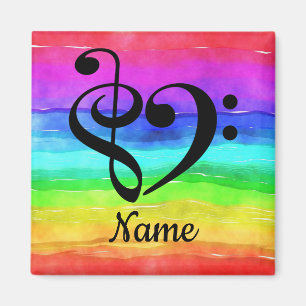 Treble Clef Bass Clef Music Heart Customized Magnet