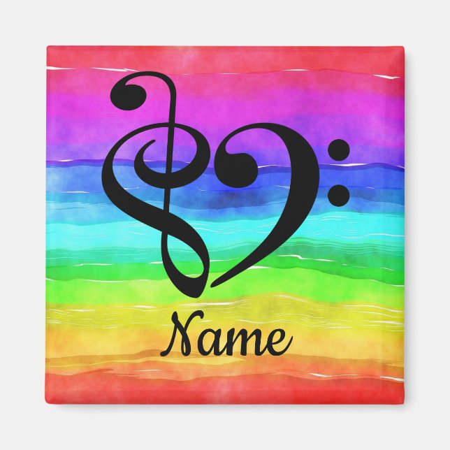 Treble Clef Bass Clef Music Heart Customized Magnet (Vorne)