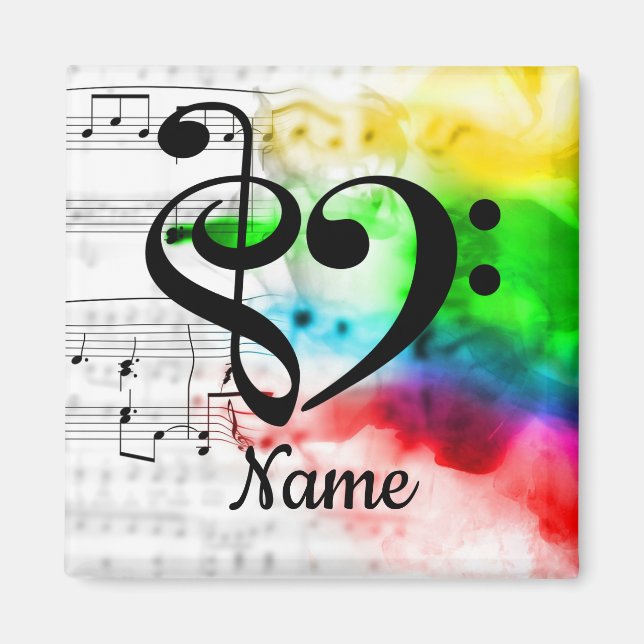 Treble Clef Bass Clef Music Heart Customized Magnet (Vorne)