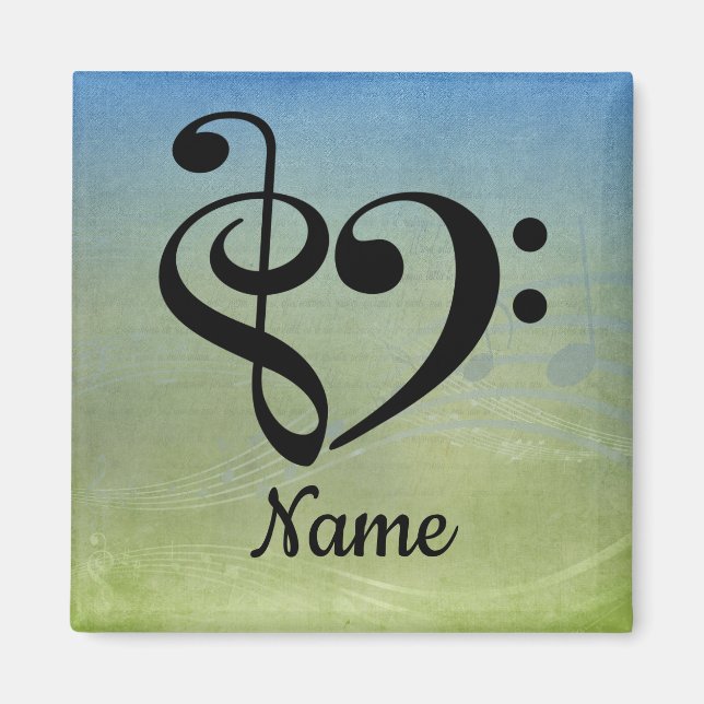 Treble Clef Bass Clef Music Heart Customized Magnet (Vorne)