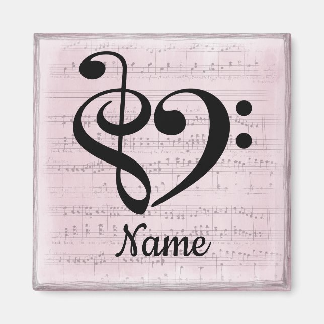 Treble Clef Bass Clef Music Heart Customized Magnet (Vorne)