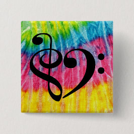 Treble Clef Bass Clef Music Heart Rainbow Krawatte Button