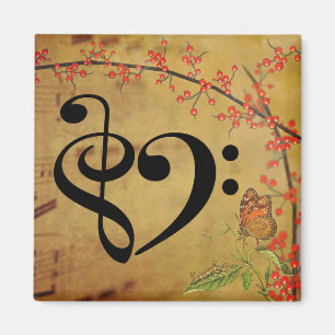 Treble Clef Bass Clef Musical Heart Sheet Music Magnet
