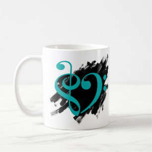 Treble Clef Bass Clef Musikalisches Herz Grunge Ba Kaffeetasse