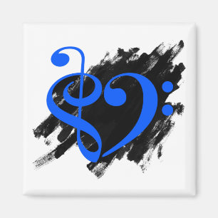 Treble Clef Bass Clef Musikalisches Herz Grunge Ba Magnet