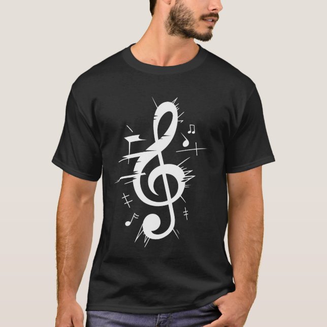 Treble Clef Burst Dynamic Musiknotens T-Shirt (Vorderseite)