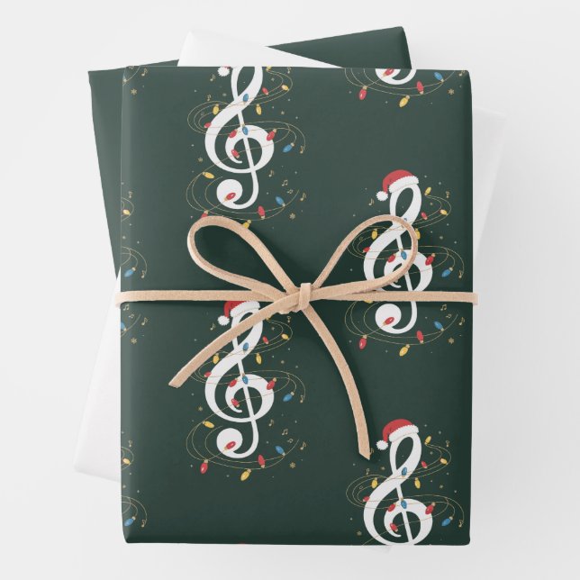 Treble Clef Christmas Lights Musik Lover Musiker Geschenkpapier Set (Beispiel)
