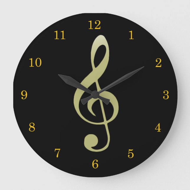 Treble Clef Clock von Leslie Harlow Große Wanduhr (Vorderseite)