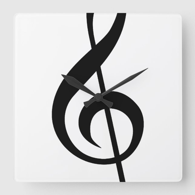 Treble Clef G-Clef Musical-Symbol Quadratische Wanduhr (Vorderseite)