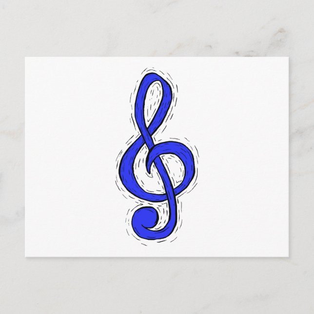 Treble Clef Graphic Design Medium Blau Postkarte (Vorderseite)
