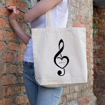 Treble Clef Heart Musiknote Personalisiert Tragetasche<br><div class="desc">Dieses musikalische Design ist die perfekte Geschenkidee für Sänger,  Musiker,  Musiker oder alle,  die Lieben machen.</div>