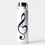 Treble Clef Heart Musiknote Personalisiert Trinkflasche<br><div class="desc">Dieses musikalische Design ist die perfekte Geschenkidee für Sänger,  Musiker,  Musiker oder alle,  die Lieben machen.</div>