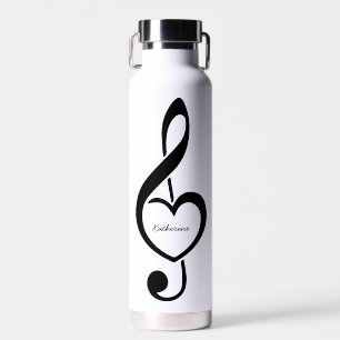 Treble Clef Heart Musiknote Personalisiert Trinkflasche