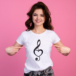 Treble Clef Heart Musiknote T-Shirt