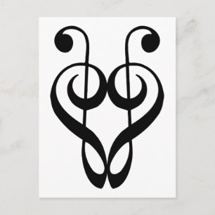 Treble clef heart (schwarz) postkarte