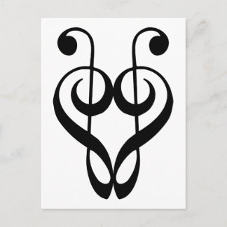 Treble clef heart (schwarz) postkarte