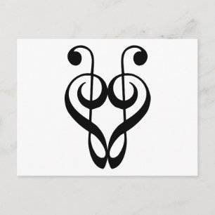 Treble clef heart (schwarz) postkarte