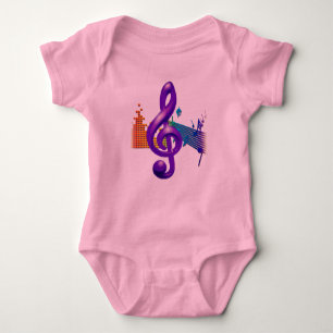 Treble Clef Lila Elegantes Design Baby Strampler
