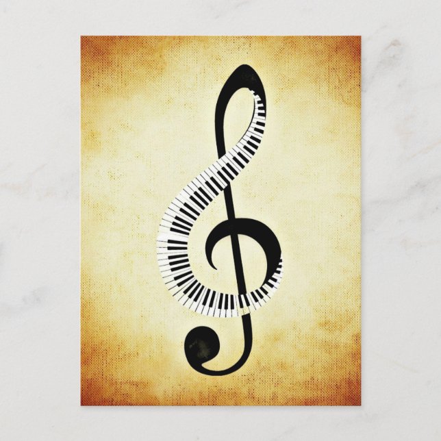 Treble Clef mit Klaviertasten Postkarte (Vorderseite)