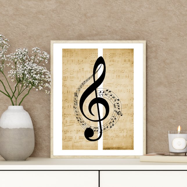 Treble Clef Mitarbeiter Musiknoten Vintage Noten Poster (Von Creator hochgeladen)