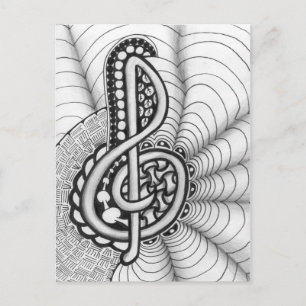 Treble Clef Music Doodle Postkarte