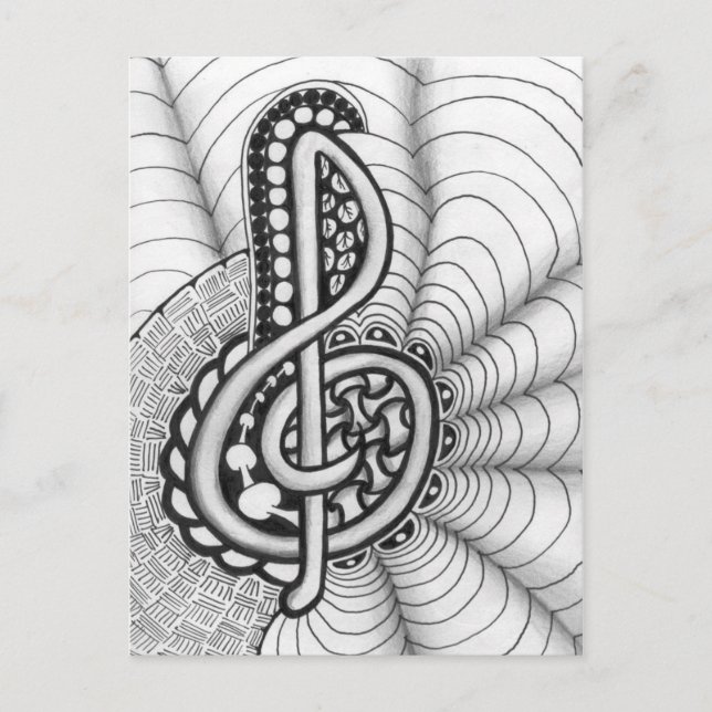 Treble Clef Music Doodle Postkarte (Vorderseite)