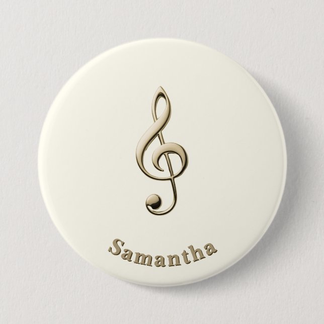 Treble Clef Music Lover's Round Custom Button (Vorderseite)