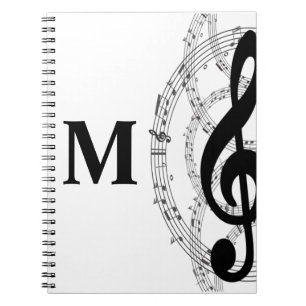 treble clef music note musician monogram notizblock