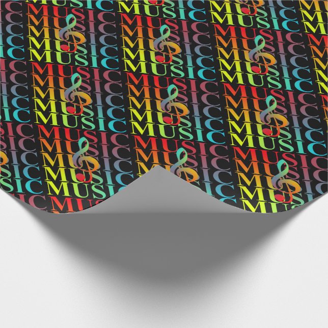 Treble Clef Music Typografy Colorful Graphic Geschenkpapier (Ecke)