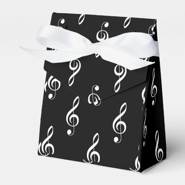Treble Clef Musical Favor Box II Black Geschenkschachtel (Vorderseite)