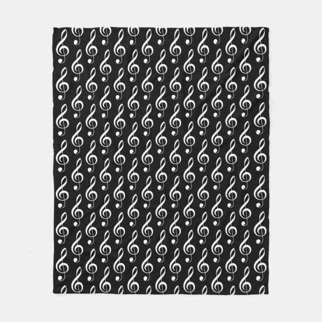 Treble Clef Musical Fleece Blanket (schwarz) (Vorderseite)