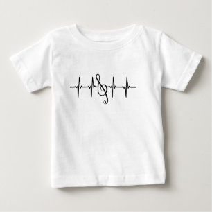 Treble Clef Musical Music Heart Beat Puls Baby T-shirt