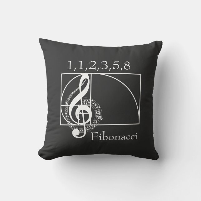 Treble Clef Musical Notes and Fibonacci Spiral Kissen (Vorderseite)