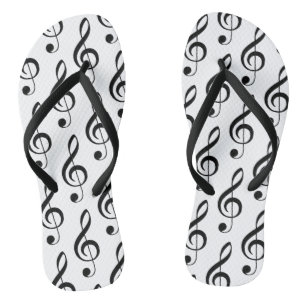 Treble Clef Musical Schwarz-weiß Song Music Flip Flops