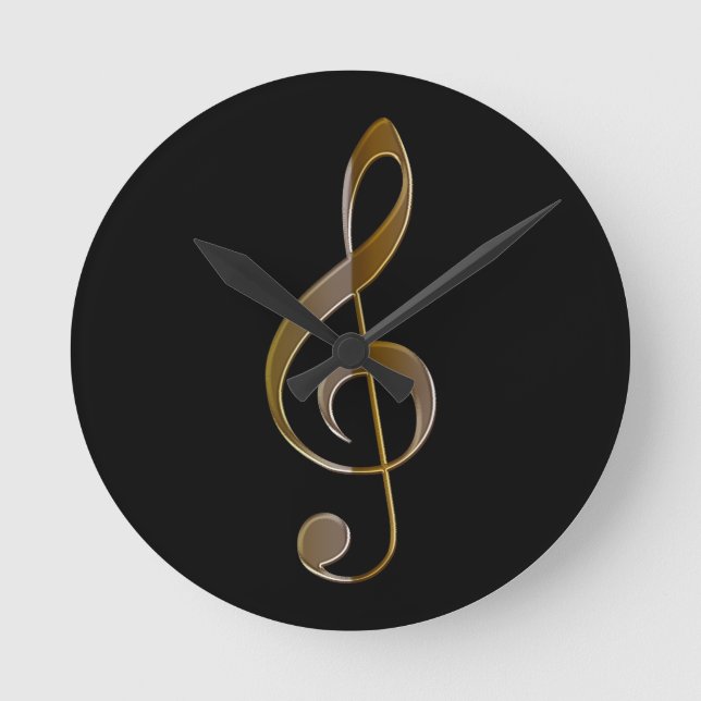Treble Clef Musik-Thema Wall Clock Runde Wanduhr (Vorderseite)