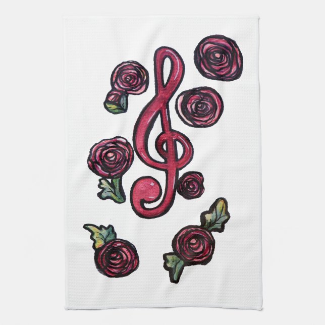 Treble Clef Musiklehrerin Art Geschirrtuch (Vertikal)