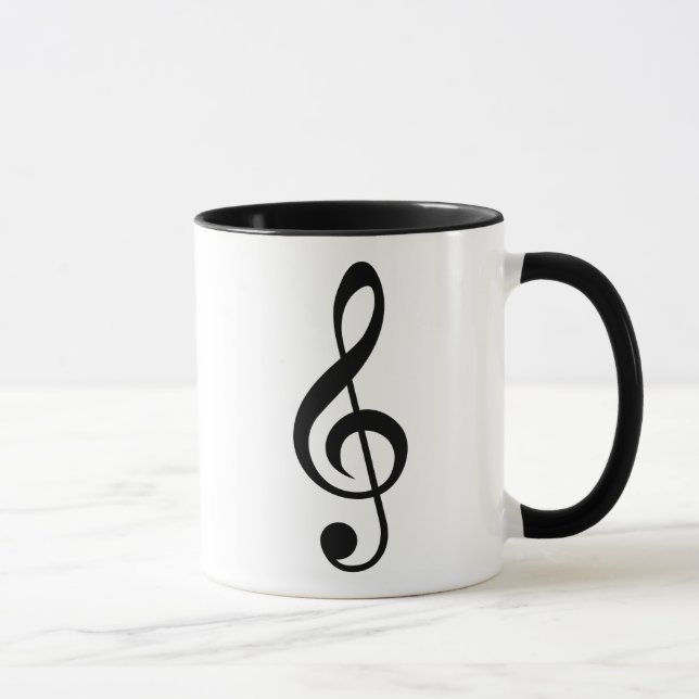 Treble Clef Musiknote Schwarz/Weiß Tasse (Rechts)