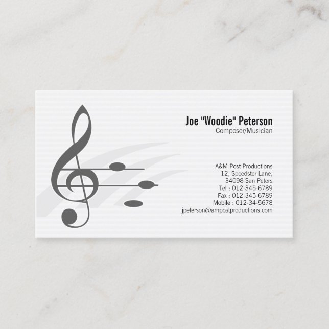 Treble Clef Musiknotens Musician Visitenkarte (Vorderseite)