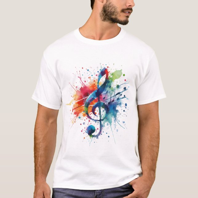 Treble Clef Musiknotens T-Shirt (Vorderseite)