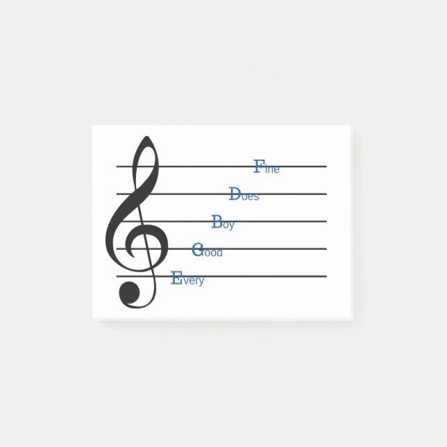 Treble Clef Post-it Notes (Line Rhymes) Klebezettel (Vorderseite)