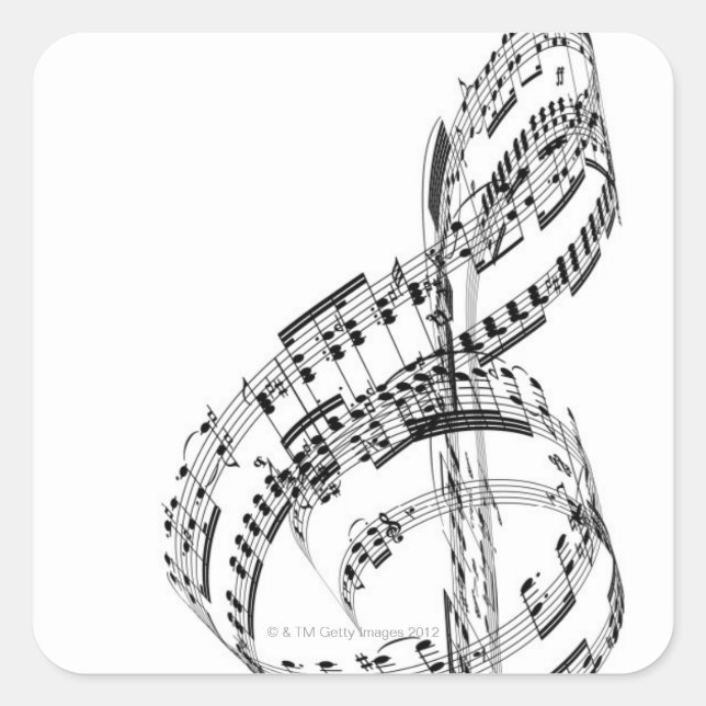 Treble Clef Quadratischer Aufkleber (Vorderseite)