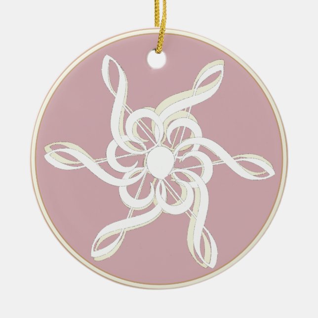 Treble Clef Snowflake Keramik Ornament (Vorne)