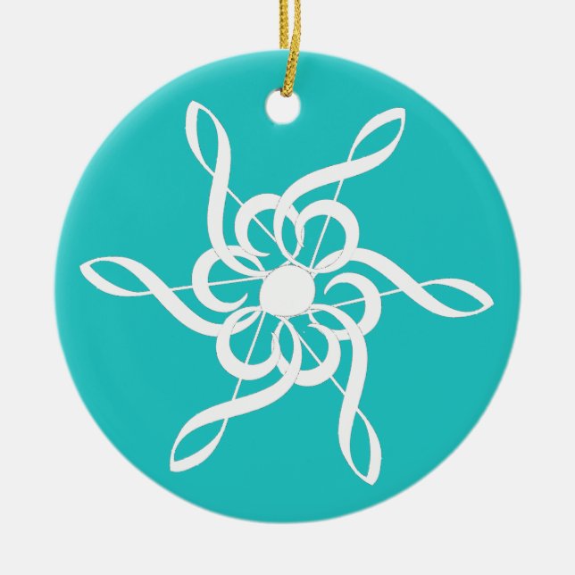 Treble Clef Snowflake Keramik Ornament (Vorne)